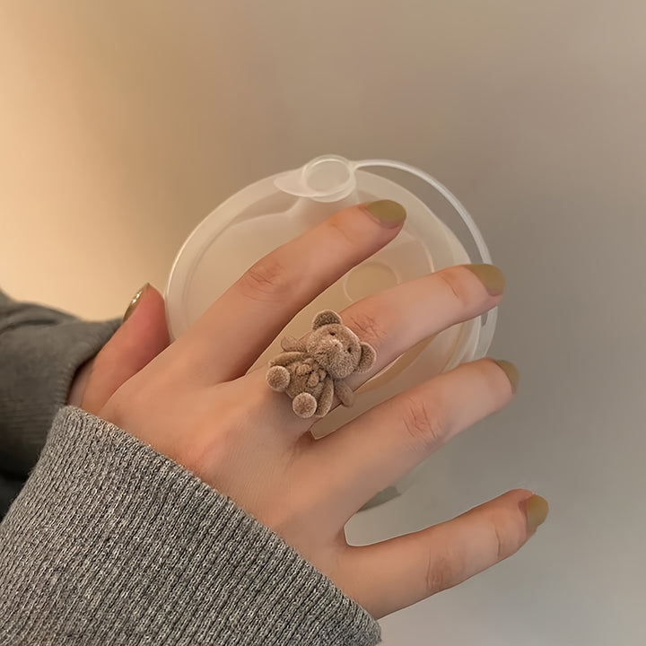 🐻🎀 Peluş Ayı Yüzük – Sevimli El Yapımı Tasarım