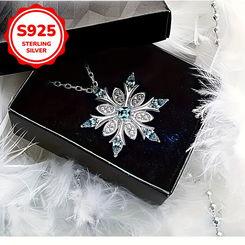 ❄️ Mavi Kar Tanesi Gümüş Kolye – Kış Masalı Gibi Işıltı