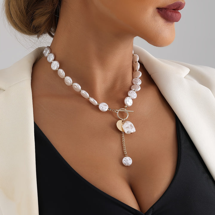 🎀 Barok Stil Tek Katlı İnci Kolye – Avrupai Zarafet