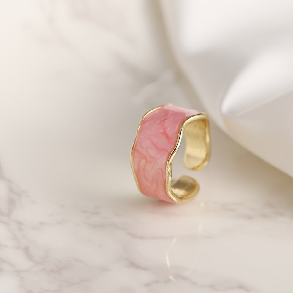 💍 Vintage Damla Desenli Altın Yüzük – Renkli Günlük Şıklık