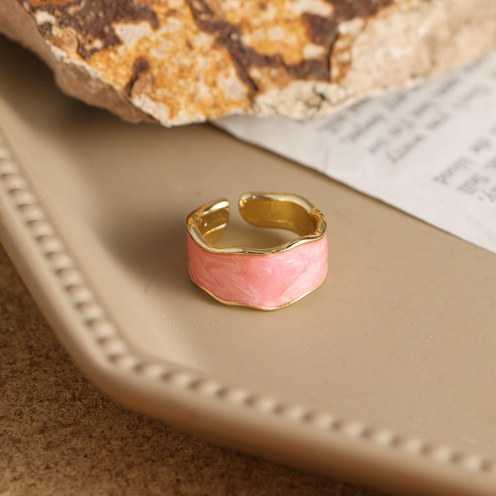 💍 Vintage Damla Desenli Altın Yüzük – Renkli Günlük Şıklık