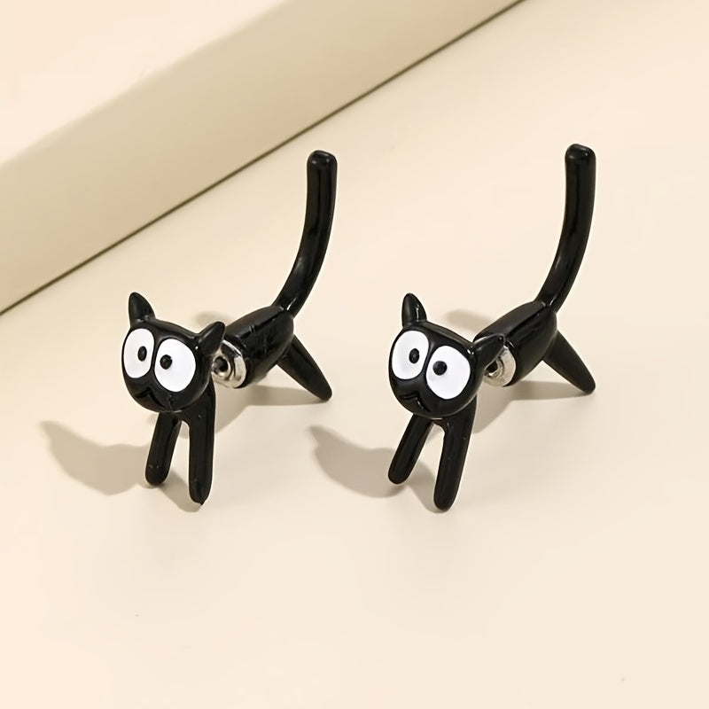 🐾 Siyah Kedi Küpe – Sevimli ve Yaratıcı Tasarım
