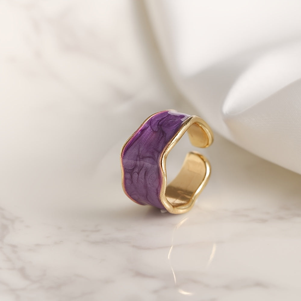 💍 Vintage Damla Desenli Altın Yüzük – Renkli Günlük Şıklık