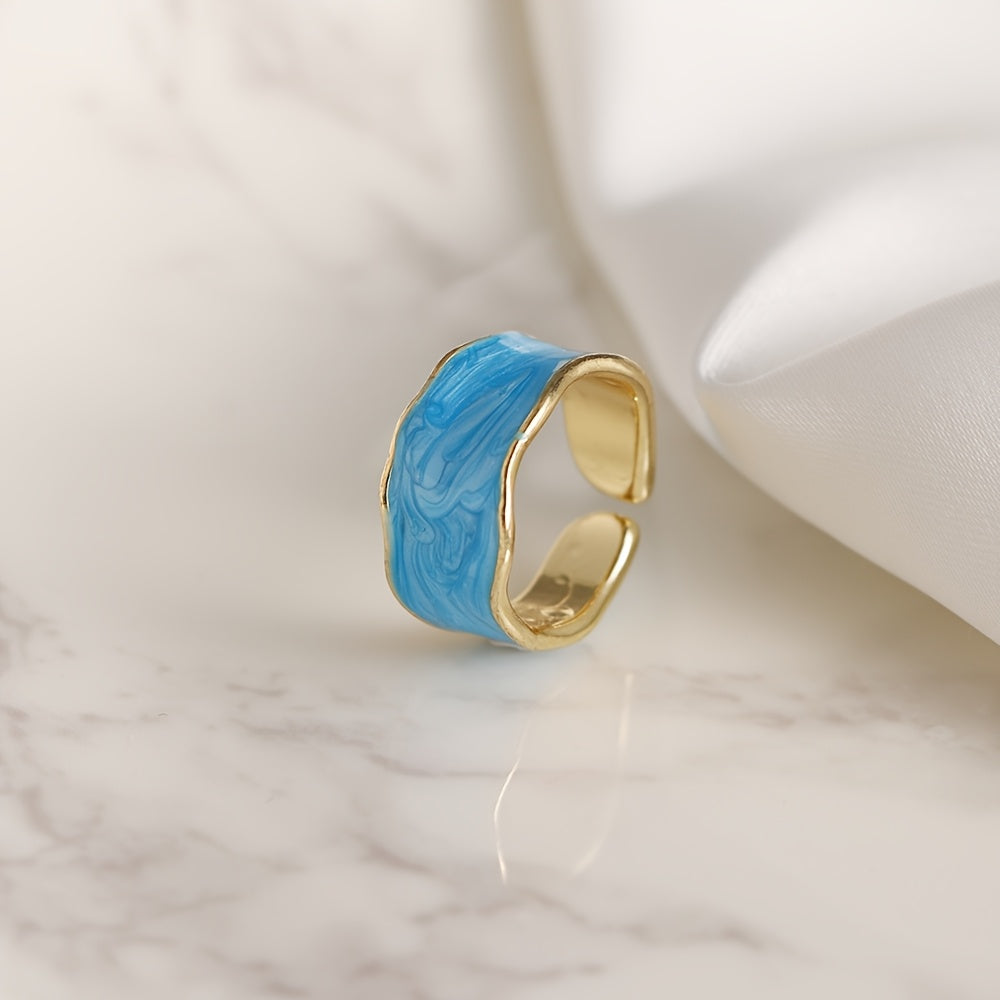 💍 Vintage Damla Desenli Altın Yüzük – Renkli Günlük Şıklık
