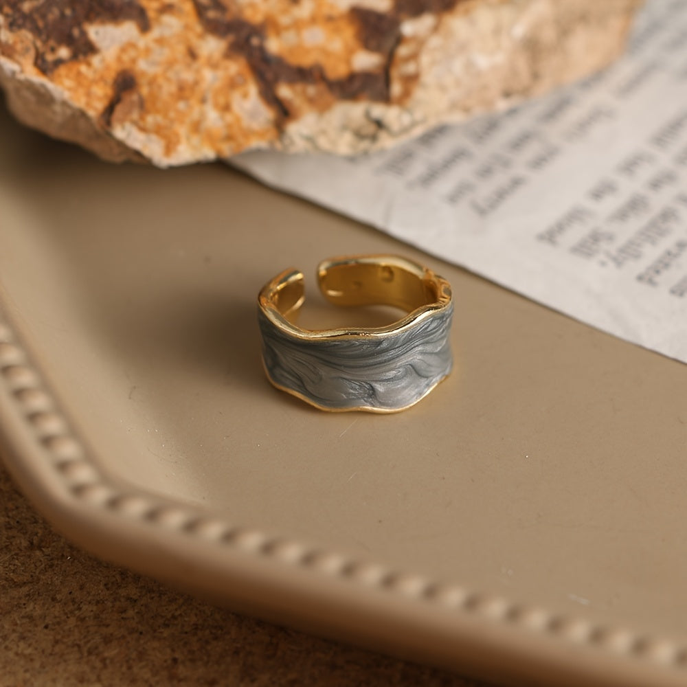 💍 Vintage Damla Desenli Altın Yüzük – Renkli Günlük Şıklık