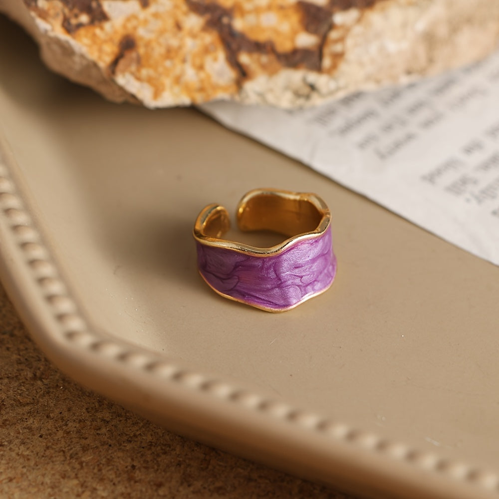 💍 Vintage Damla Desenli Altın Yüzük – Renkli Günlük Şıklık