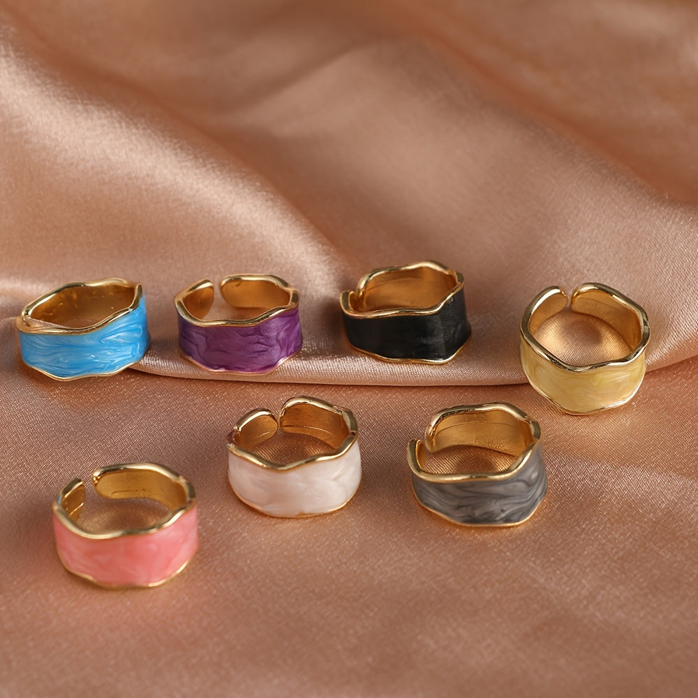 💍 Vintage Damla Desenli Altın Yüzük – Renkli Günlük Şıklık